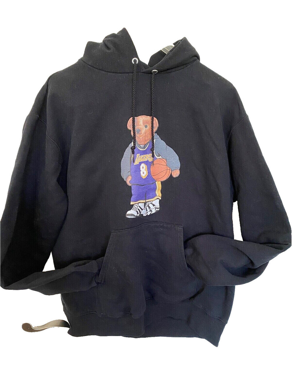 Champion Eco Los Angeles Lakers Polo Bear Kobe #8 Jersey Black Hoodie Size M